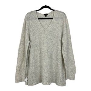 Ann Taylor Womens Size XL Gray V-Neck Pullover Sweater